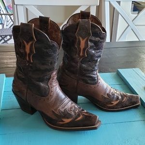 Two tone brown cowgirl boots